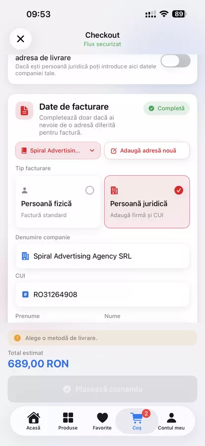 Aplicatie mobila ecommerce – facturare si plati online securizate